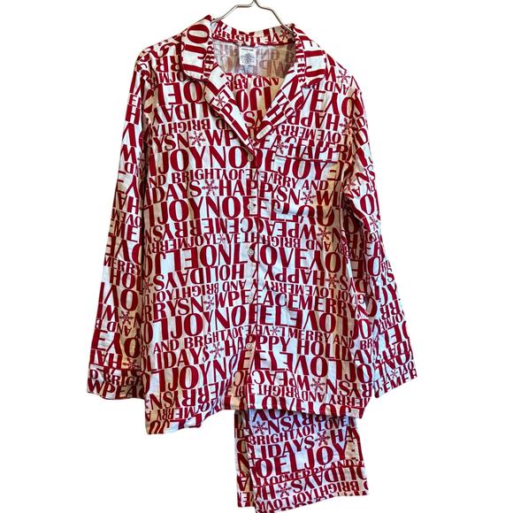 Lands End Women's Flannel Wide Leg Sleep Pants Red White Size Large - Picture 1 of 4